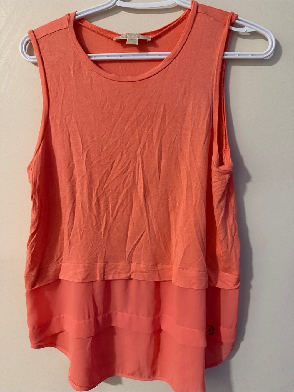 Michael Kors Coral Layered Chiffon-Hem Tank